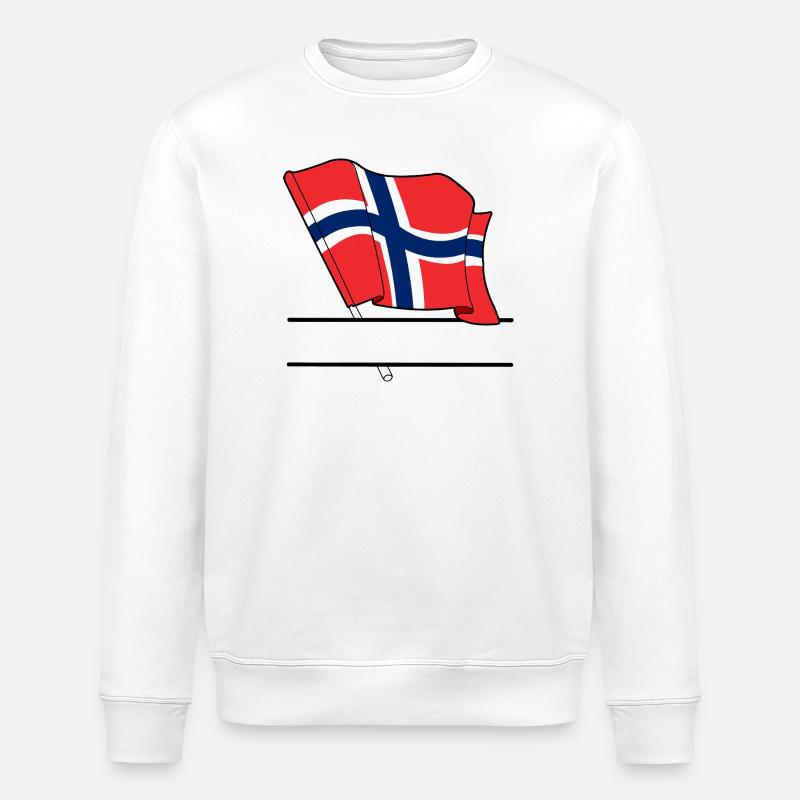 Norway Flag – Custom Text - Stanley/Stella ROLLER Unisex Organic Sweatshirt - white