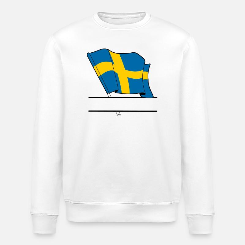 Drapeau de SUÈDE – Texte personnalisé - Sweat bio ROLLER Stanley/Stella Unisexe - blanc