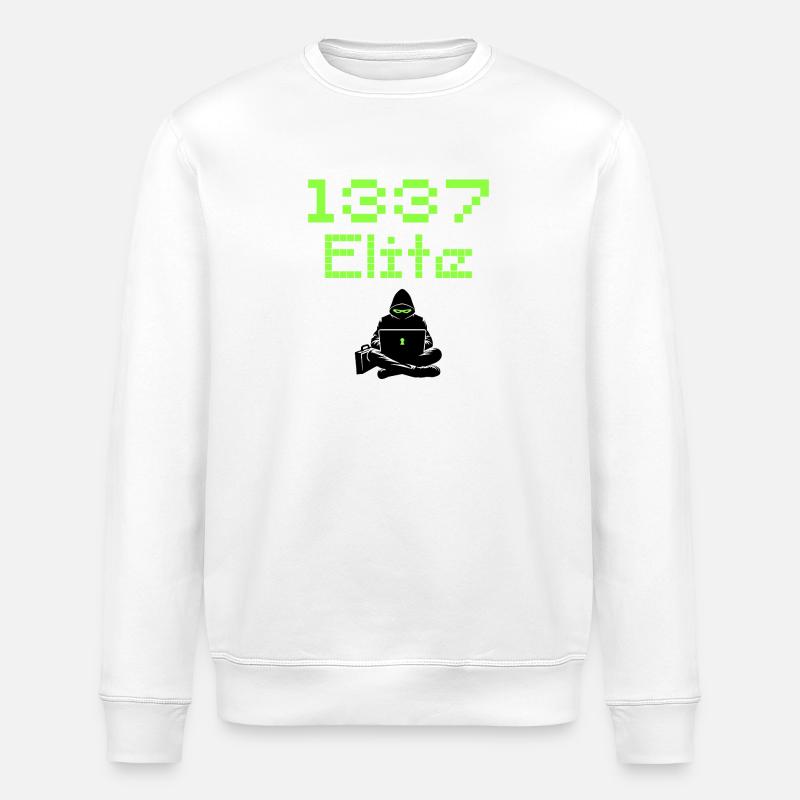 1337 Elite Hacker Squad, Leet Hacker - Stanley/Stella ROLLER Unisex Organic Sweatshirt - white