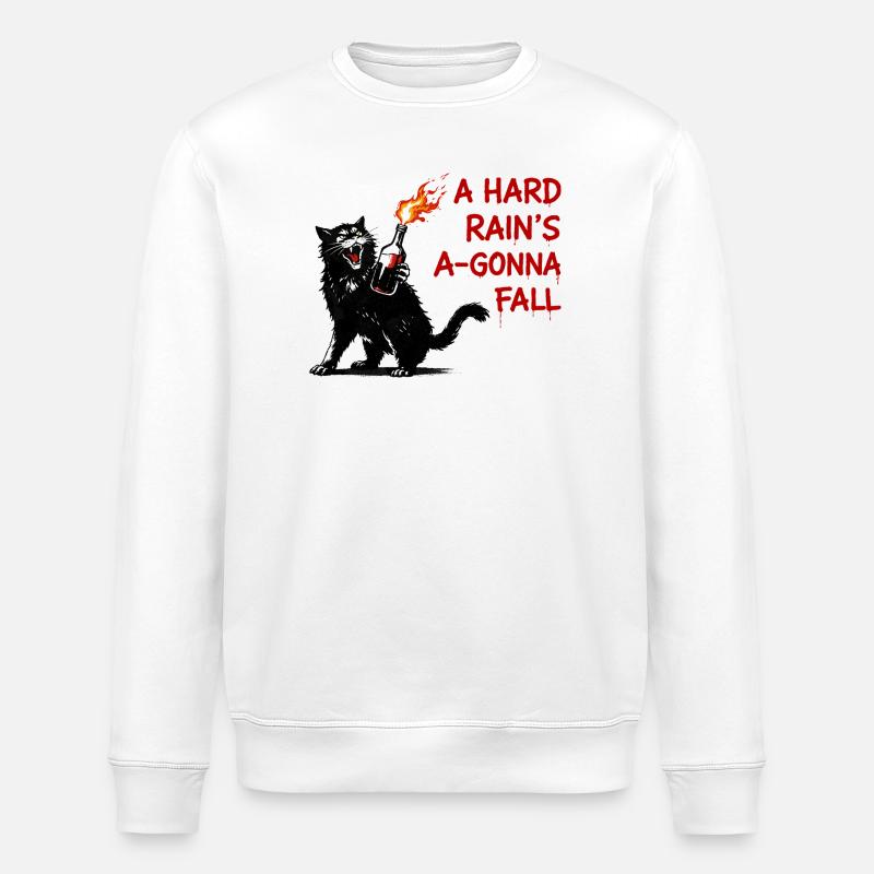 Fire cat with flame bottle - Stanley/Stella ROLLER Unisex Organic Sweatshirt - white