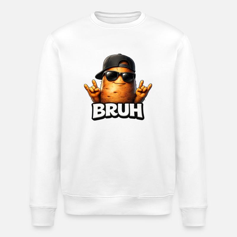 BRUH Potato Rockheld - Sweat bio ROLLER Stanley/Stella Unisexe - blanc