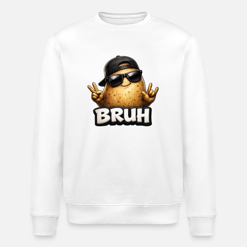 Bruh Kartoffel mit Sonnenbrille - Stanley/Stella Unisex Bio-Sweatshirt ROLLER - Weiß