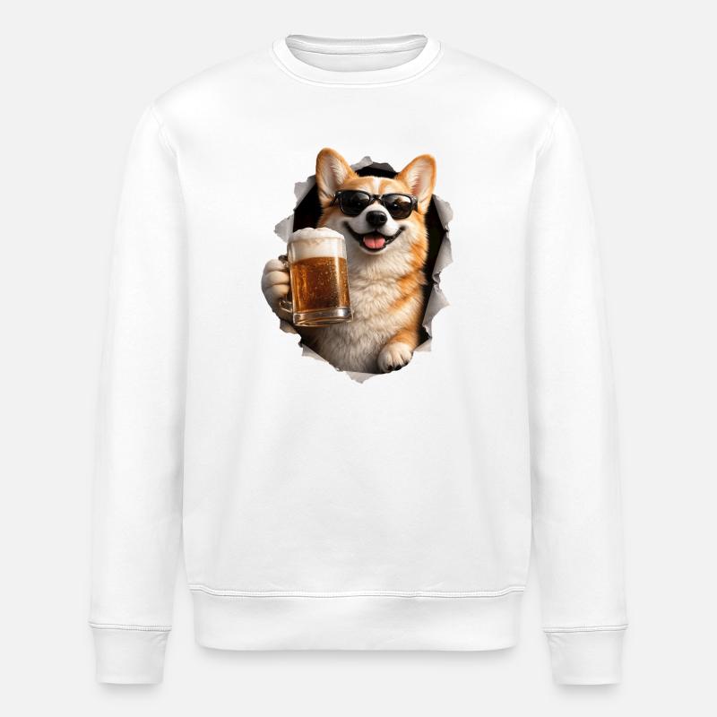 Corgi Bier - Stanley/Stella Unisex Bio-Sweatshirt ROLLER - Weiß