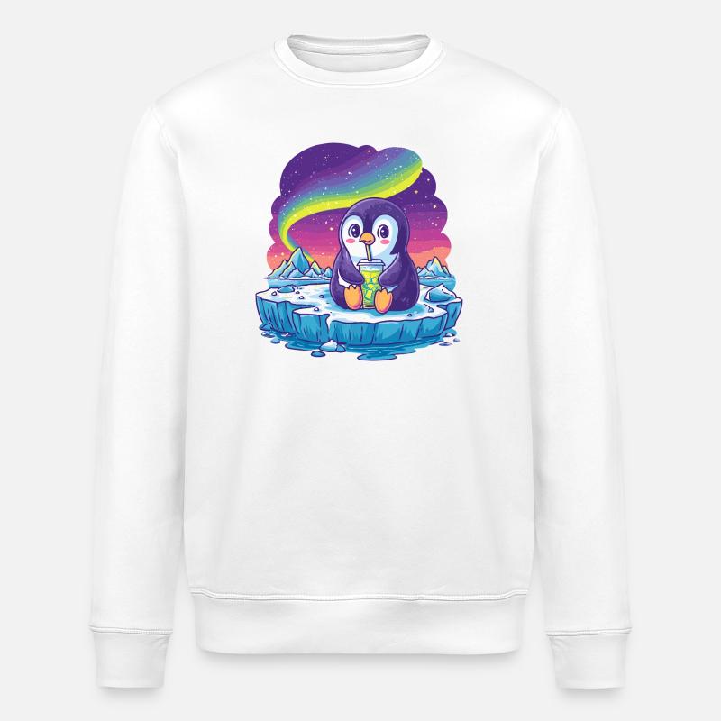Aurora Pinguin Eislandschaft - Stanley/Stella ROLLER Unisex Organic Sweatshirt - white