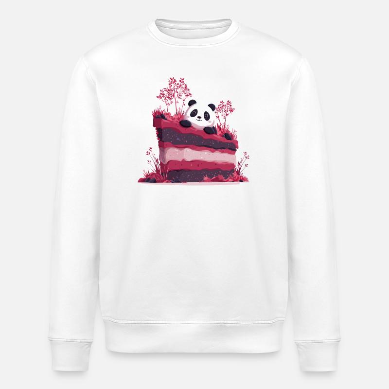 Panda on pink kitchen forest - Stanley/Stella ROLLER Unisex Organic Sweatshirt - white