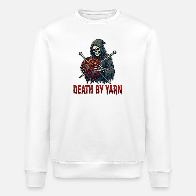 Death by Yarn Grim Reaper - Stanley/Stella Unisex Bio-Sweatshirt ROLLER - Weiß
