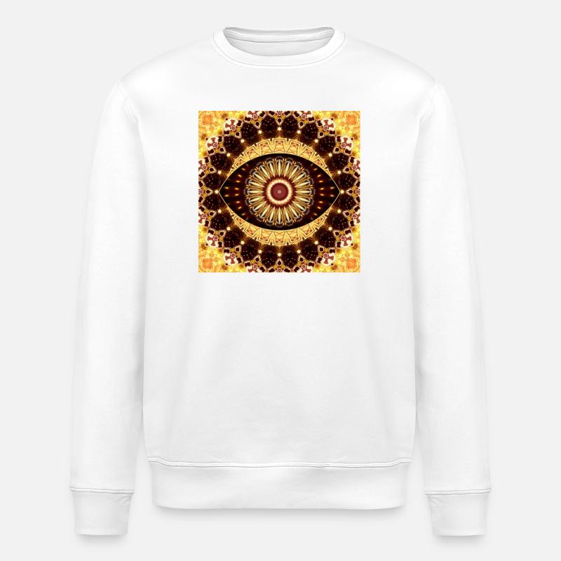 Kaléidoscope Mandala Tons d’or - Sweat bio ROLLER Stanley/Stella Unisexe - blanc