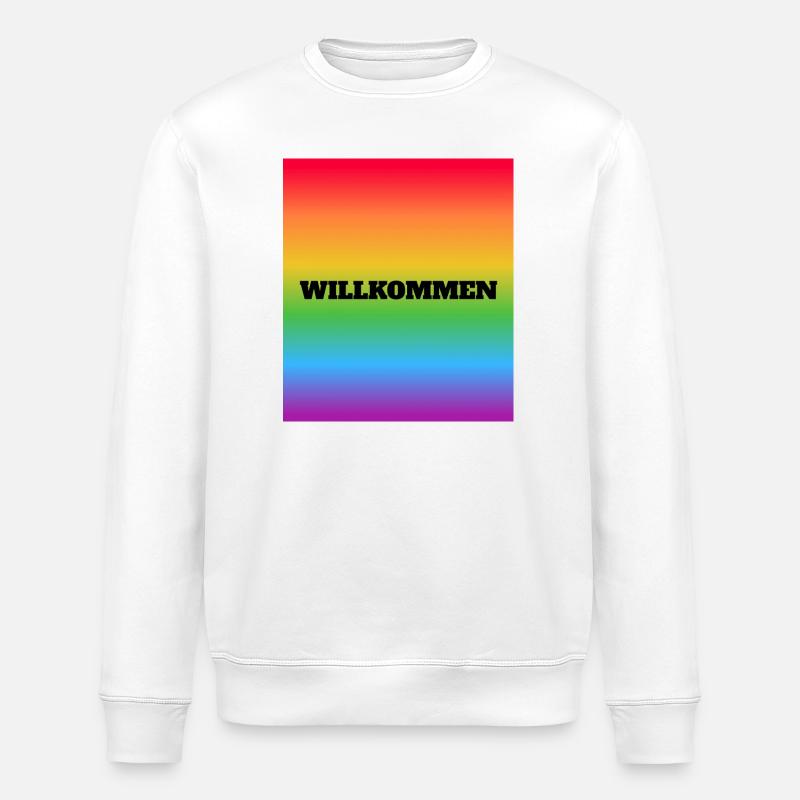 Willkommen Rainbow Bienvenue - Sweat bio ROLLER Stanley/Stella Unisexe - blanc