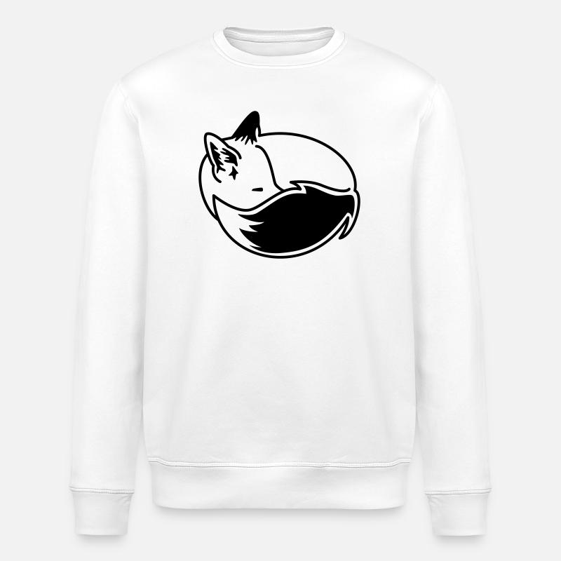 Fuchs eingekuschelt – Kawaii Fox Cartoon Design - Stanley/Stella Unisex Bio-Sweatshirt ROLLER - Weiß