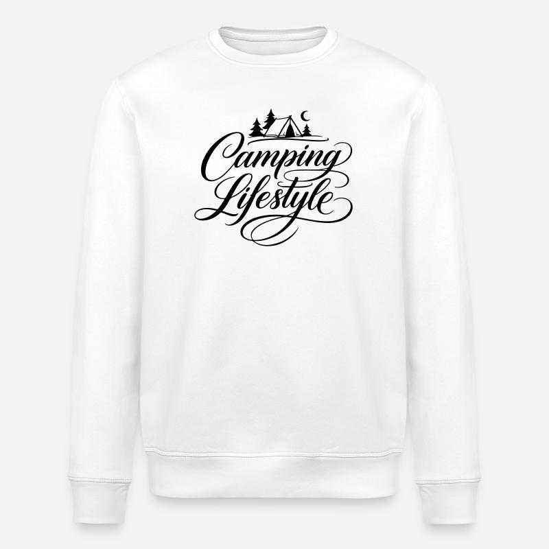 Camping Leben Spruch Zelt - Stanley/Stella Unisex Bio-Sweatshirt ROLLER - Weiß
