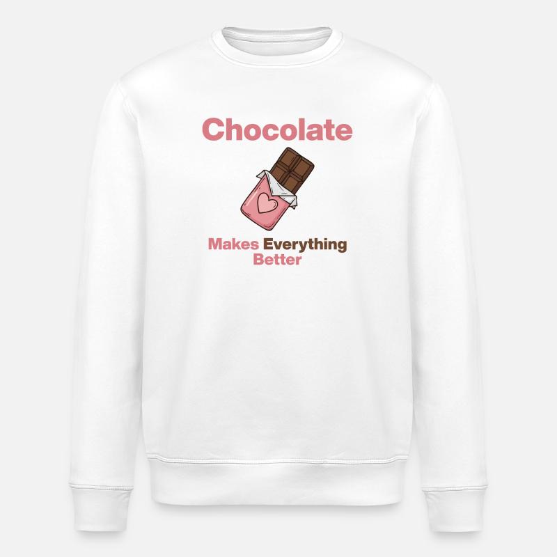 Chocolate makes everything better - Stanley/Stella ROLLER Unisex Organic Sweatshirt - white