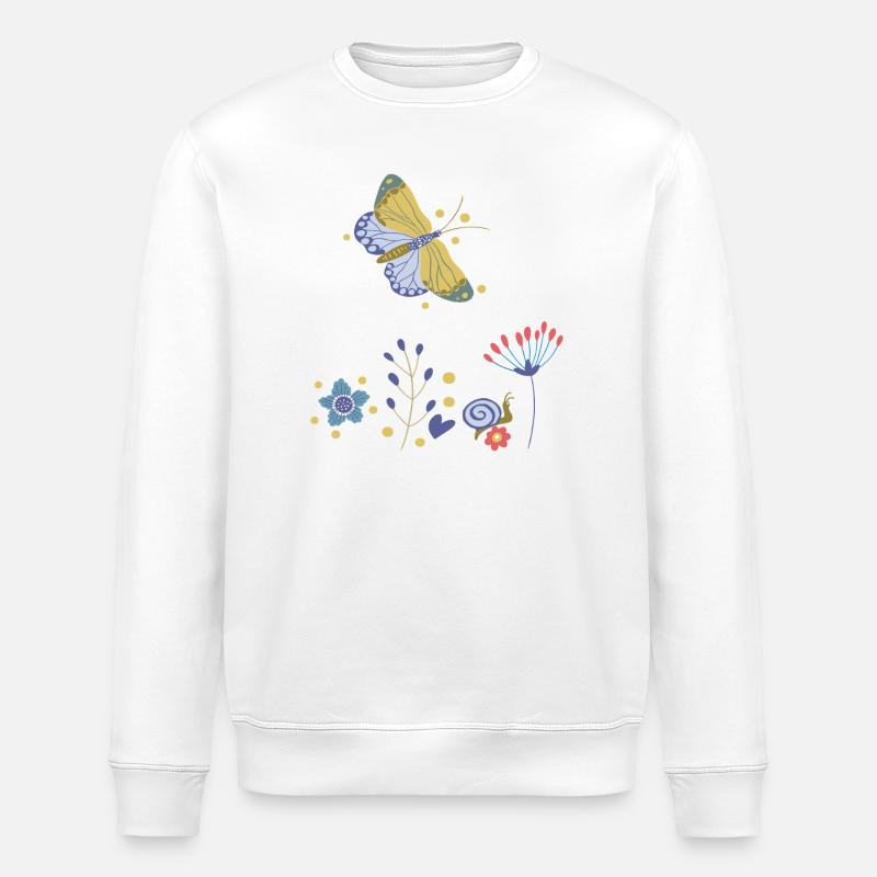 Mosaïque de Fleurs de Papillon - Sweat bio ROLLER Stanley/Stella Unisexe - blanc