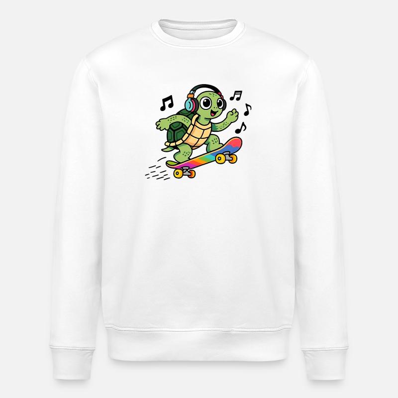 Turtle fun on Rainbow Skate - Stanley/Stella ROLLER Unisex Organic Sweatshirt - white