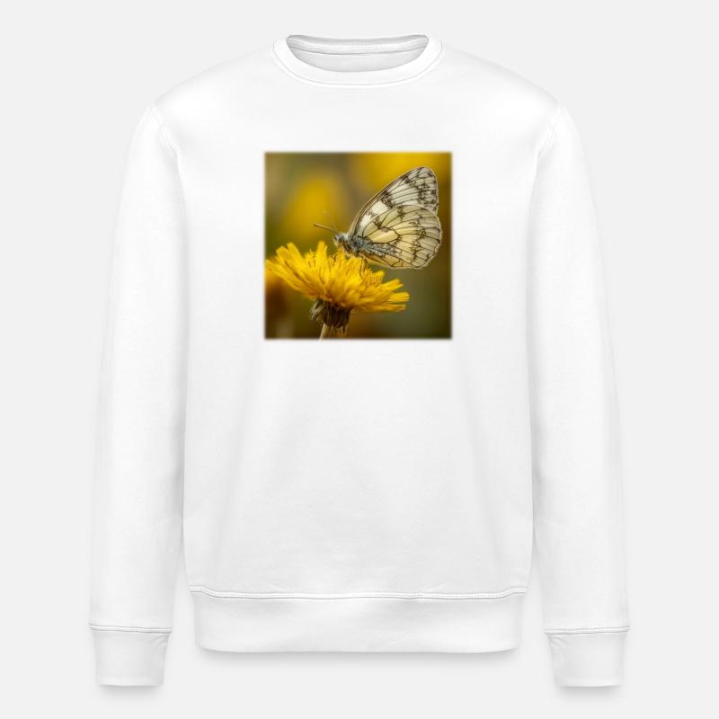 Papillon blanc sur fleur jaune - Sweat bio ROLLER Stanley/Stella Unisexe - blanc