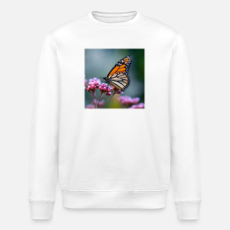 Macro du papillon monarque - Sweat bio ROLLER Stanley/Stella Unisexe - blanc