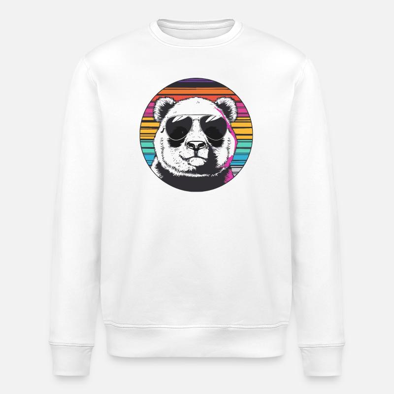Panda Retro Sonnenbrille - Stanley/Stella Unisex Bio-Sweatshirt ROLLER - Weiß