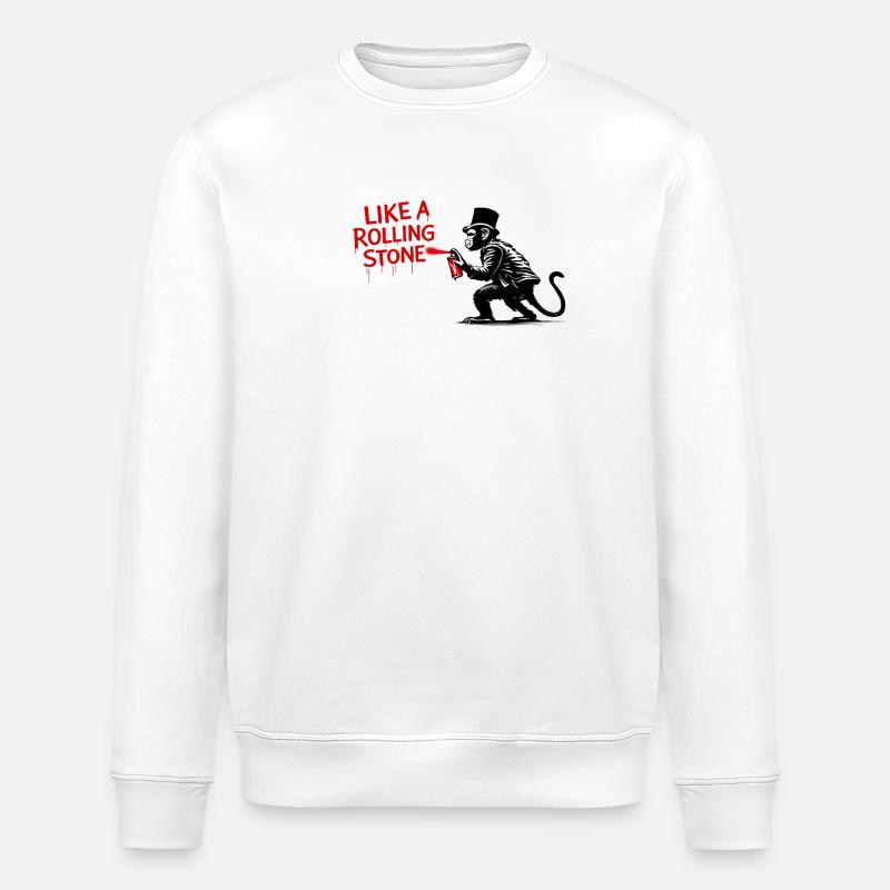Wie ein Rolling Stone Monkey - Stanley/Stella Unisex Bio-Sweatshirt ROLLER - Weiß