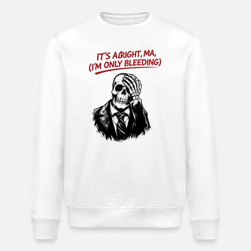 Skelett im Anzug mit rotem Text - Stanley/Stella Unisex Bio-Sweatshirt ROLLER - Weiß