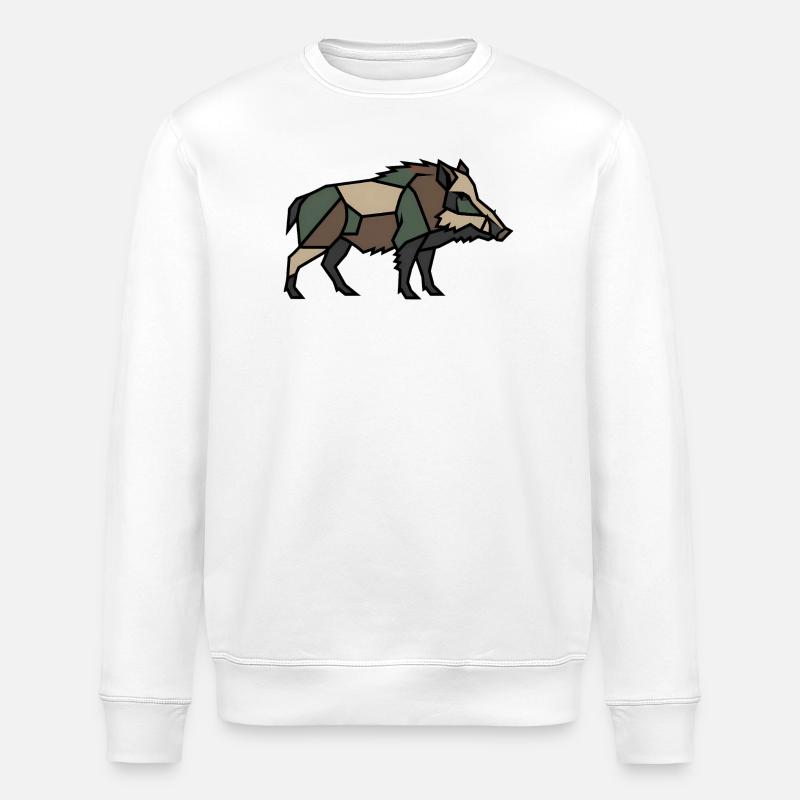 Geometric Boar Low Poly - Stanley/Stella ROLLER Unisex Organic Sweatshirt - white