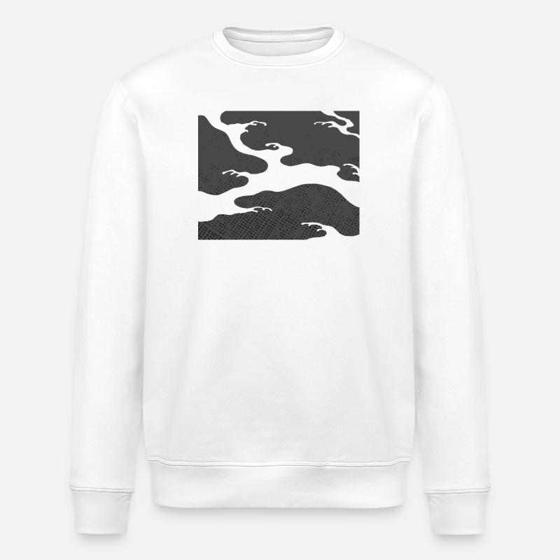 Gray Seigaiha – Japanese Wave Pattern  - Stanley/Stella ROLLER Unisex Organic Sweatshirt - white