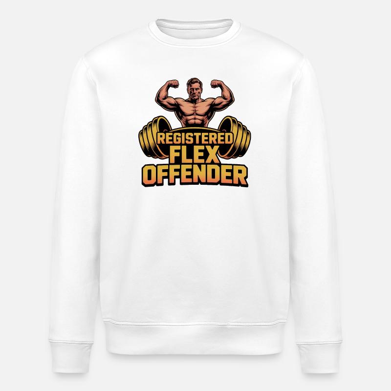 Registered Flex Offender - Funny Gym Tshirt - Stanley/Stella Unisex Bio-Sweatshirt ROLLER - Weiß
