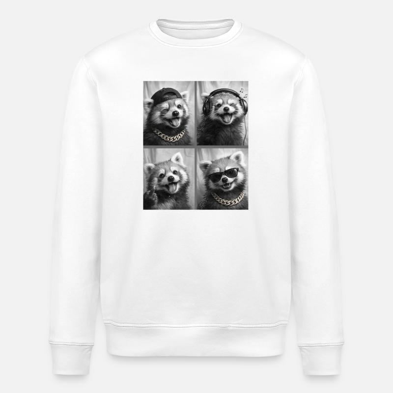 red panda - Stanley/Stella ROLLER Unisex Organic Sweatshirt - white