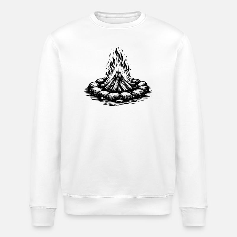 Icône du feu de camp Bois - Sweat bio ROLLER Stanley/Stella Unisexe - blanc