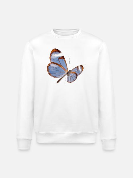 Glasswing Butterfly Transparent Design - Stanley/Stella ROLLER Unisex Organic Sweatshirt - white