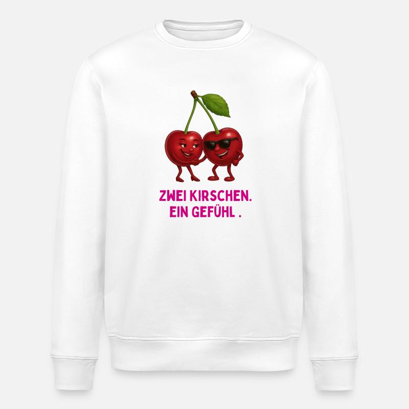 Two cherries, one feeling - Stanley/Stella ROLLER Unisex Organic Sweatshirt - white