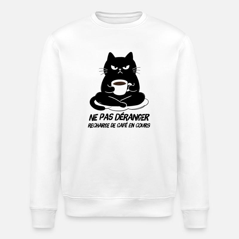 Black Cat Kaffeenachfüllung läuft - Stanley/Stella Unisex Bio-Sweatshirt ROLLER - Weiß