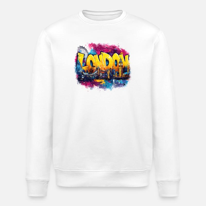 LONDON Graffiti Skyline Splash - Stanley/Stella Unisex Bio-Sweatshirt ROLLER - Weiß