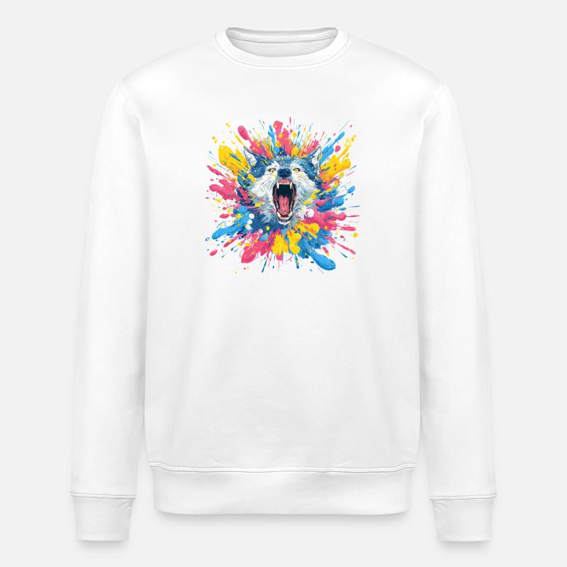 Wolfsruf in Farbschleuder - Stanley/Stella Unisex Bio-Sweatshirt ROLLER - Weiß