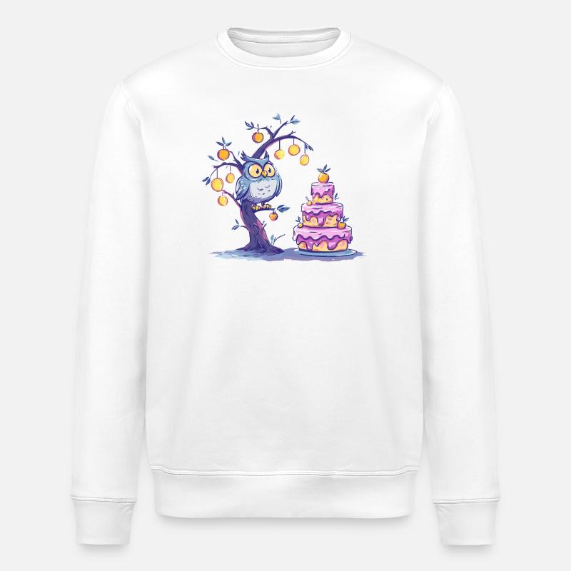 Night Owl Tree Cake - Stanley/Stella ROLLER Unisex Organic Sweatshirt - white