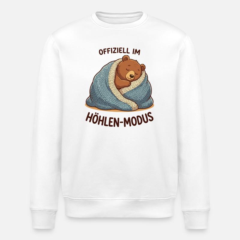 Kuschelbär im Höhlenmodus - Stanley/Stella Unisex Bio-Sweatshirt ROLLER - Weiß