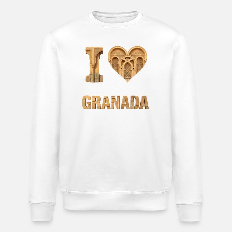 I Love Granada – Architecture Heart - Stanley/Stella ROLLER Unisex Organic Sweatshirt - white
