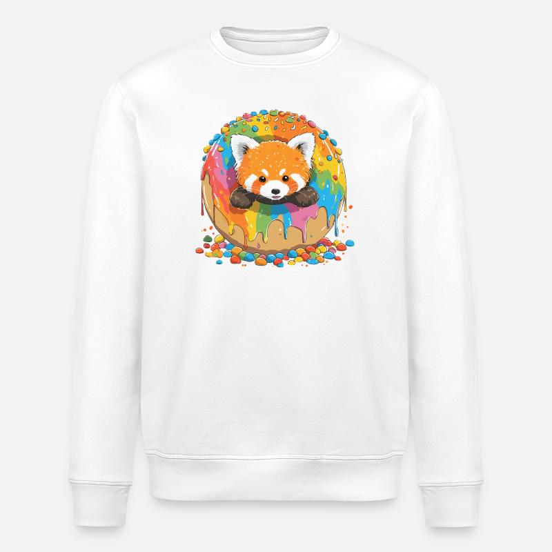 Rainbow Donut Fox - Stanley/Stella ROLLER Unisex Organic Sweatshirt - white