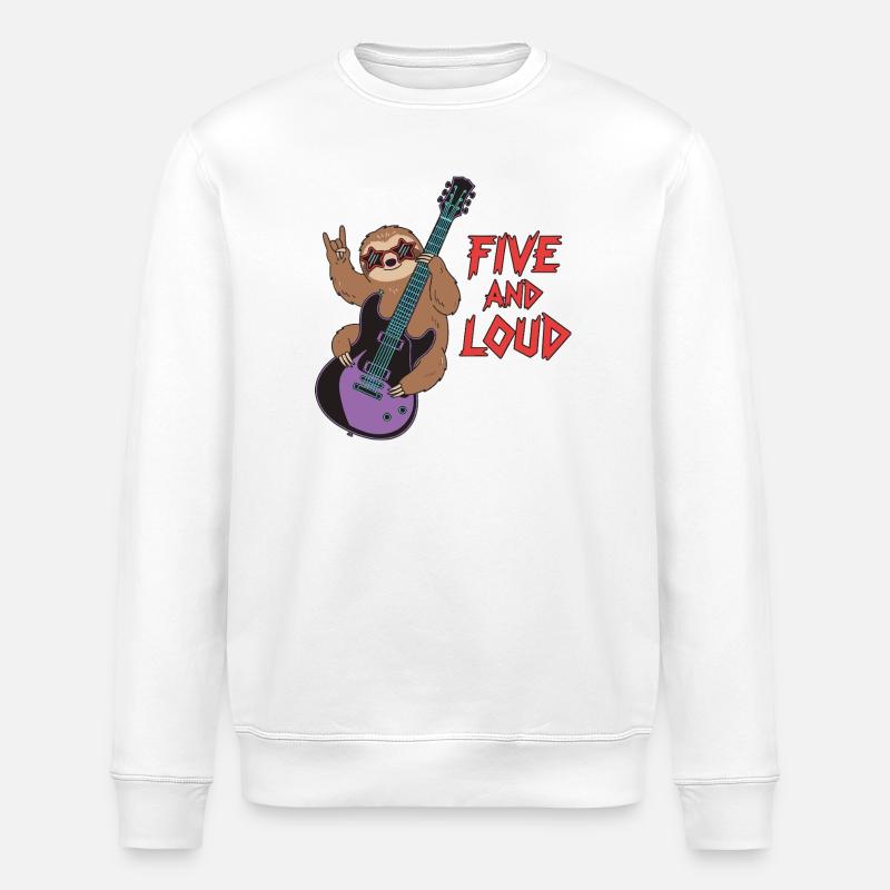 Five And Loud Sloth Rocker - Stanley/Stella ROLLER Unisex Organic Sweatshirt - white