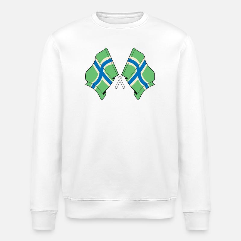 Crossed Flags Gloucestershire - Stanley/Stella ROLLER Unisex Organic Sweatshirt - white