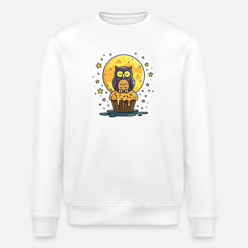 Nacht Eulen Cupcake - Stanley/Stella Unisex Bio-Sweatshirt ROLLER - Weiß