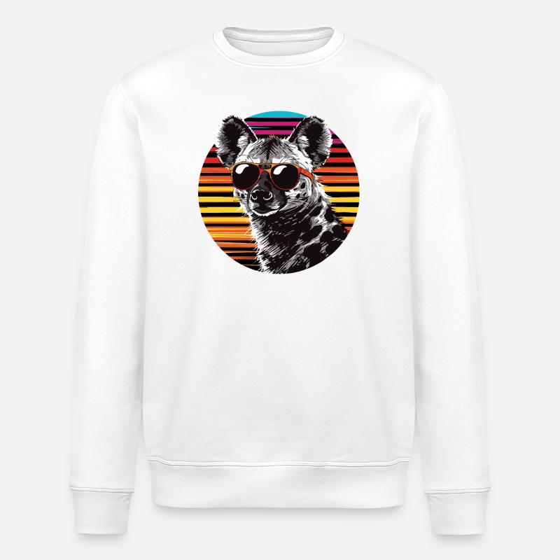 Sonnenbrillen-Hund im Neon-Retro - Stanley/Stella Unisex Bio-Sweatshirt ROLLER - Weiß