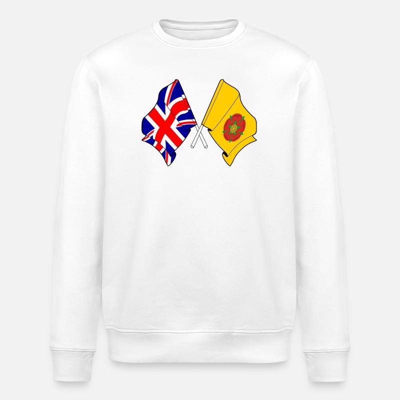 Lancashire- und Großbritannien-Flagge - Stanley/Stella Unisex Bio-Sweatshirt ROLLER - Weiß