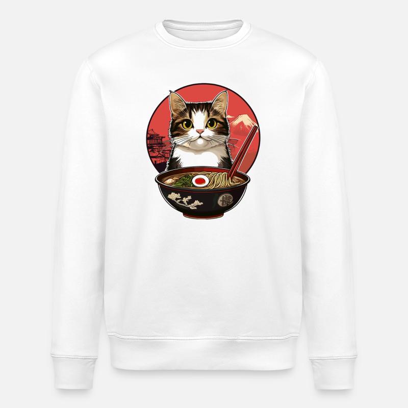 Cats with ramen - Stanley/Stella ROLLER Unisex Organic Sweatshirt - white