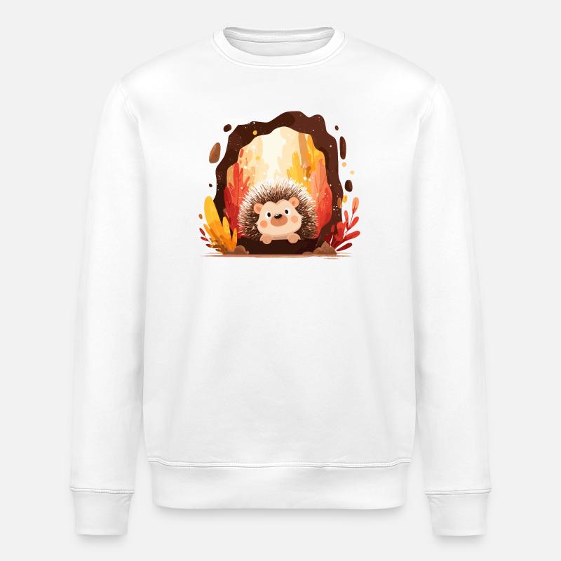 Hedgehogs in the autumn forest - Stanley/Stella ROLLER Unisex Organic Sweatshirt - white