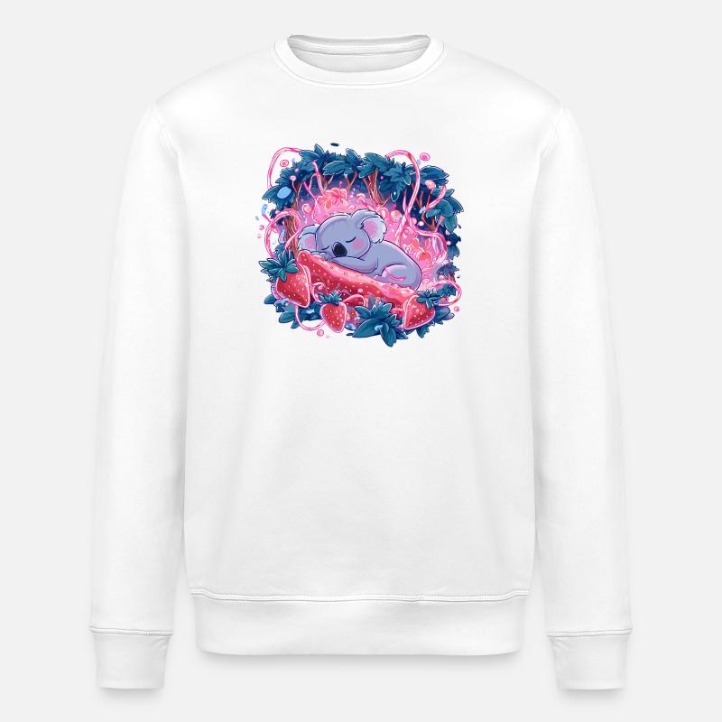 Schlafender Koala im Erdbeerleuchten - Stanley/Stella Unisex Bio-Sweatshirt ROLLER - Weiß