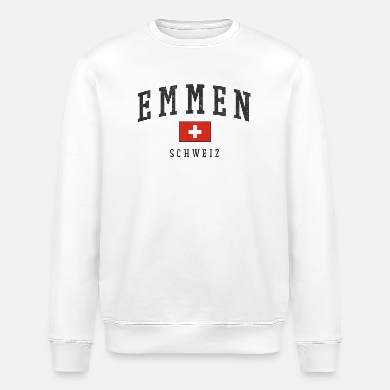 Logo croix d'Emmen, Suisse - Sweat bio ROLLER Stanley/Stella Unisexe - blanc