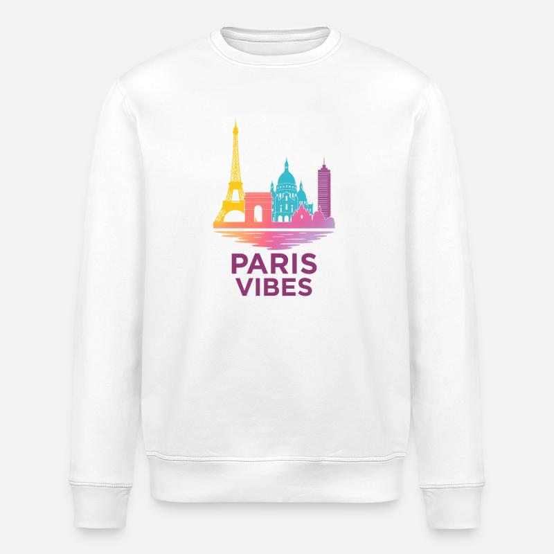 Paris Vibes Gradient Skyline - Stanley/Stella ROLLER Unisex Organic Sweatshirt - white