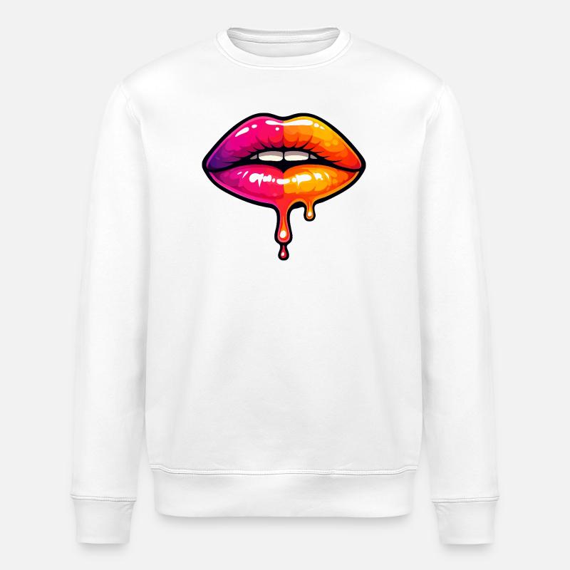 Tropfende Neonlippen - Stanley/Stella Unisex Bio-Sweatshirt ROLLER - Weiß