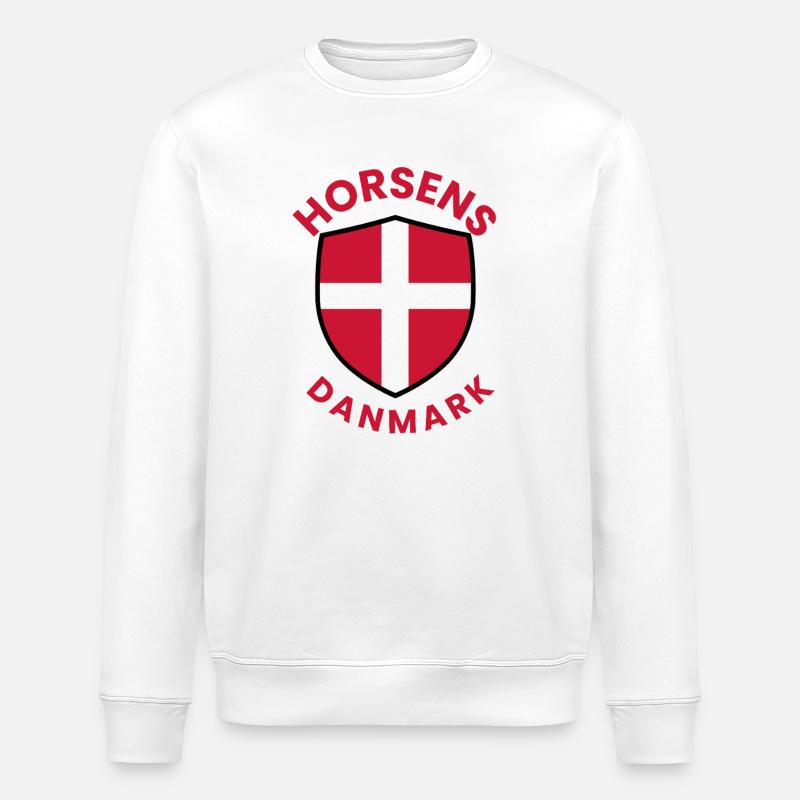 Horsens-Schild mit Dannebrog - Stanley/Stella Unisex Bio-Sweatshirt ROLLER - Weiß