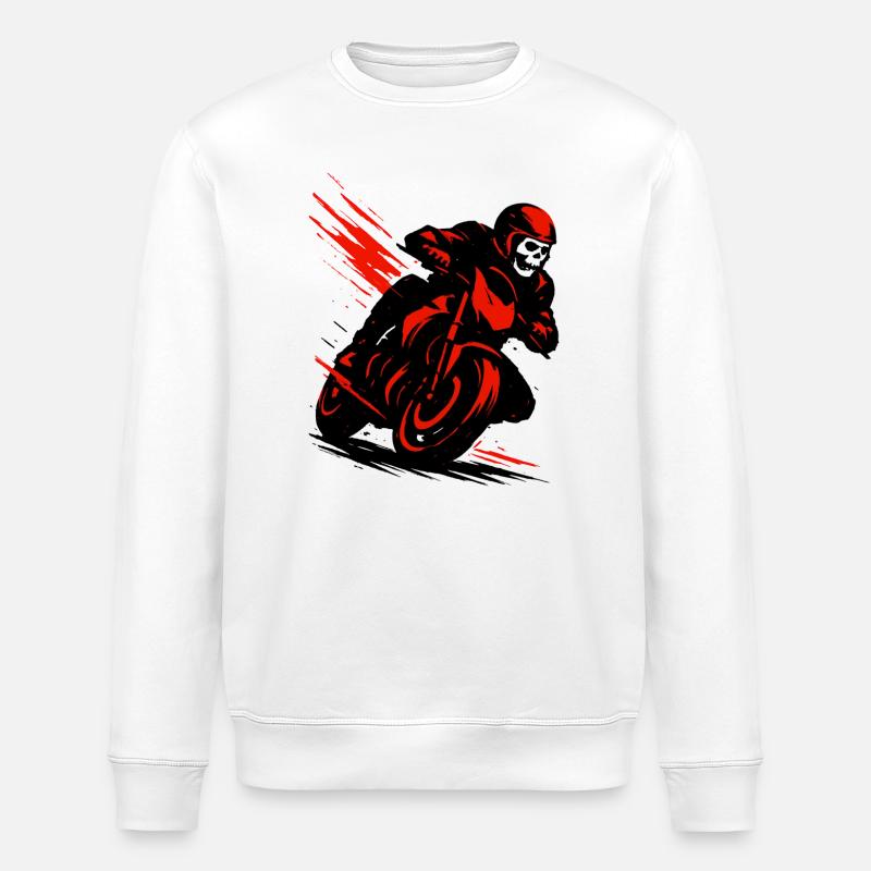 Skeleton Biker – Moto Biker - Stanley/Stella Unisex Bio-Sweatshirt ROLLER - Weiß