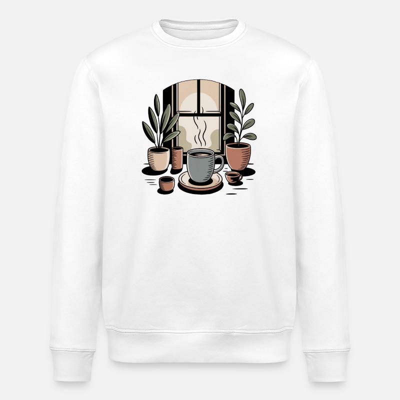 Coffee Simple Living Anti Hustle Tranquility - Stanley/Stella ROLLER Unisex Organic Sweatshirt - white